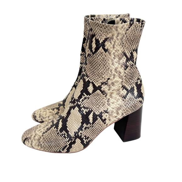 Loeffler Randall Tan Snakeskin Flare Block Heel Booties Sz 8.5 - Picture 4 of 10